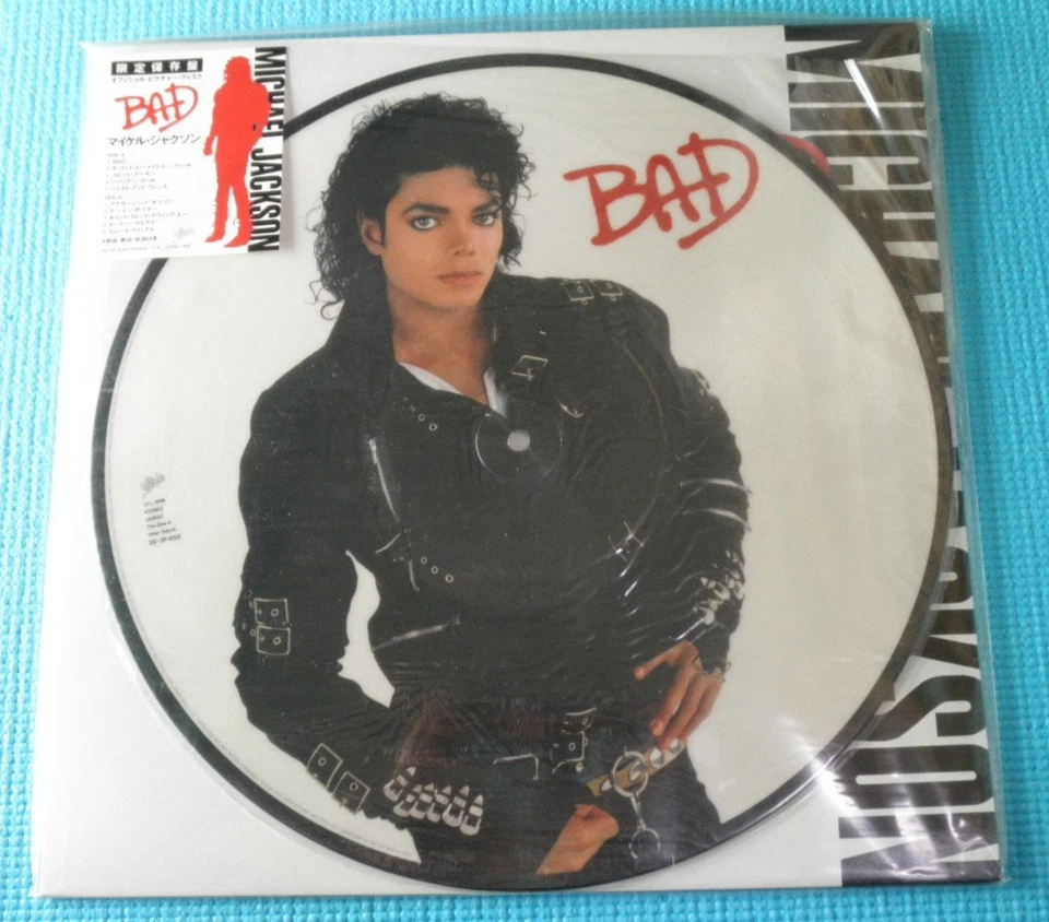 MICHAEL JACKSON Picture Disc Vinyl LP Record Bad 1987 Japan OBI 30.3P-858 - Image 1 of 4