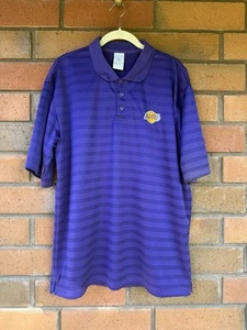 Adidas Los Angeles Lakers Poloshirt gestreift Climalite | Lila | Größe L - Bild 1 von 16