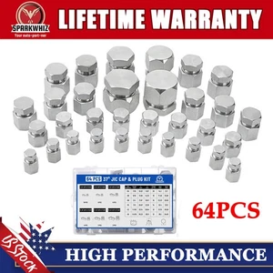 64 x JIC 37° Flare Cap &Plug Kit Hose Tube &Pipe Fitting Hydraulic Easy Install - Picture 1 of 10
