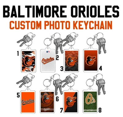 BALTIMORE ORIOLES MLB Baseball Custom 2 Side Large Photo Keychain YOU CHOOSE - Image 1 of 4