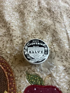 Vintage "White Cloverine Brand" 1 Unze Salbendose schöne Form Metall - Bild 1 von 3