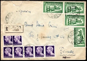 1945 19 SETTEMBRE RACCOMANDATA DA FLAVON PER FIRENZE AFFRANCATA L.12,00 CON QUAT - Picture 1 of 2