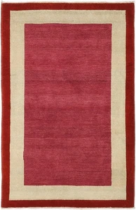 3x5 Hand-Knotted Wool Rug Red Gabbeh Rug Tribal Accent Rug - Picture 1 of 11
