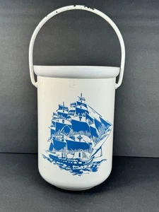 Vtg Style Enamel Style Nautical Pirate Boat / Sail Boat Decorative Bucket - Picture 1 of 13