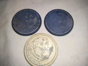 Scarce Antique Playing Card Poker Chips Circa 1900s RUSSELL & MORGAN TIGERS (C) - Picture 1 of 7