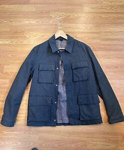 Marc Jacobs Mainline Cotton/Silk Hunting Shooting Jacket (Blue/Grey) military