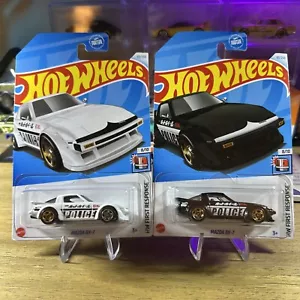 2024 Hot Wheels Police Mazda RX-7 Lot Of 2 Black And White - Picture 1 of 7