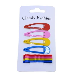 10er Set helle Metall Bobby Pin Haargriffe und Emaille Druckknopf Bendie Haarspangen - Bild 1 von 1