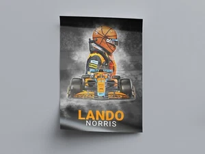 Cartel de papel Lando Norris estampado (sin enmarcar), 24"x36", F1 McLaren, regalo F1 - Imagen 1 de 2