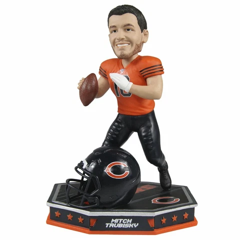 Mitchell Trubisky Chicago Bears Retro 1935 Jersey Removable Helmet Bobblehead Cover