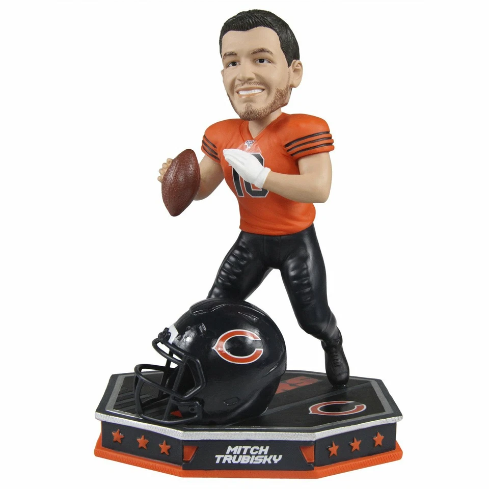 Mitchell Trubisky Chicago Bears Retro 1935 Jersey Casco Extraíble Bobblehead Foto 1 de 1