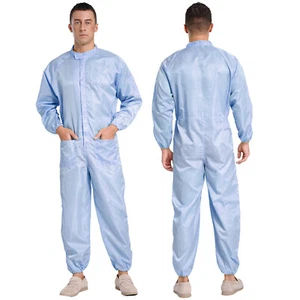 Men Protective Coverall Front Zip Long Sleeve Full Body Overall Work Jumpsuit - Picture 1 of 71