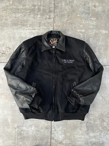 Vintage 2000s Law and Order SPU Cast and Crew 200th Ep Leather Wool Jacket RARE - Picture 1 of 12
