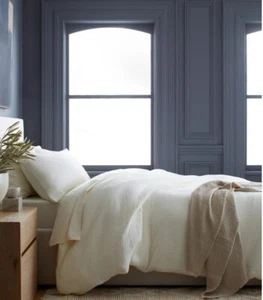 NWOT QUINCE AIRY ORGANIC 100% COTTON GAUZE DUVET COVER SET KING / CAL KING IVORY - Picture 1 of 16
