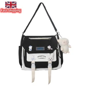 Fashion Student Tutorial Bag Kawaii Women Large Shoulder Messenger Bag (Black) - Picture 1 of 7