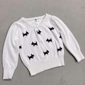 Cherokee 100% Cotton Scottie Dog Soft Ivory Knit Sweater Baby Girl Size 24 Month - Picture 1 of 8
