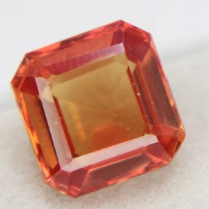 6.60 Ct Emerald Cut Loose Gemstones Certified Orange Natural Garnet Spessartite - Picture 1 of 4
