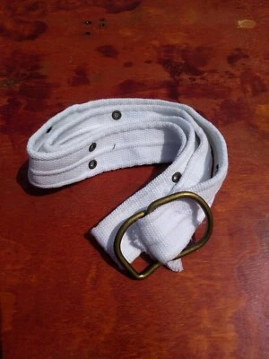 Men's White Canvas D-ring Belts With Grommets Length: 51" - Image 1 of 2