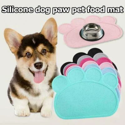Silicone Paw Pet Dog Cat Feeding Mat Pad Bed Dish Bowl Food Feed Placement UK - Image 1 of 4