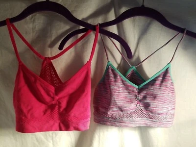 Unbranded: Junior's Pullover Sports Bra Set, Hot Pink & Purple with Blue - Small - Image 1 of 4