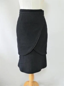 Authentic CHANEL Black Cotton Skirt Coco Mark Logo Size 34 Women's -Tear on Back - Picture 1 of 10