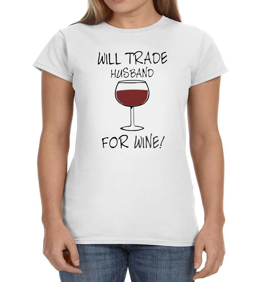 Will Sell Marido por Vino Camiseta Divertida Damas Mujeres Camiseta Ropa Regalos Foto 1 de 1