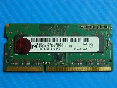 MacBook Pro 13" A1278 2012 MD101LL/A Micron SO-DIMM RAM Memory 2GB PC3-12800S - Image 1 of 3
