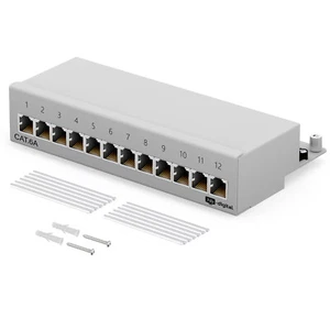 Cat.6a Patchfeld 12 Port Patchpanel RJ45 geschirmt Desktop 500 MHz 10GB LAN cat6 - Afbeelding 1 van 10