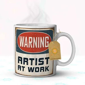 Warning Artist At Work Coffee Mug 11 oz. White Ceramic - Bild 1 von 2