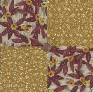 Brown Flowers Beige 4 inch 100% Cotton Novelty Fabric Quilt Squares SZ1 - Picture 1 of 4