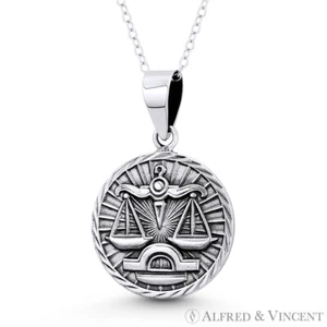 Collar colgante signo zodiacal Libra "escala equilibrada" en plata de ley 925 maciza - Imagen 1 de 1