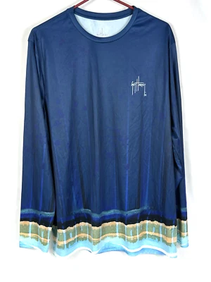 Camisa de pesca Guy Harvey para hombre talla XL azul dobladillo sumergido rendimiento manga larga Foto 1 de 4