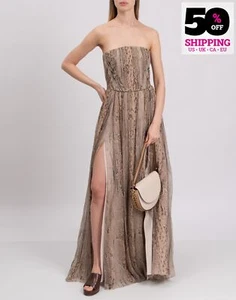 RRP€3542 ANNA MOLINARI BLUMARINE Silk Chiffon Gown IT46 US10 XL Made in Italy - Picture 1 of 9