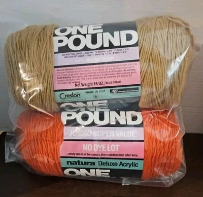Lot of 2 Vintage Natura Deluxe Acrylic ONE POUND Yarn Skein   - Image 1 of 4