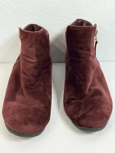 CALL IT SPRING Burgundy Velvet Side Zip Block Heel Ankle Boots Women’s Size 9 - Picture 1 of 14