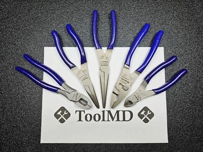 Juego de alicates y cortadores de nariz de aguja púrpura oscuro de 5 piezas Snap-on Tools USA NOS 47ACF Foto 1 de 4