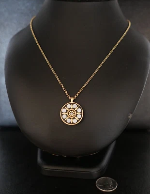 Lucky Brand Gold-Tone Hammered Mother-of-Pearl Pendant Necklace 18" !!! - Image 1 of 4