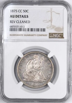 1875-CC Liberty Seated Silver Half Dollar 50C - NGC AU Details - - Image 1 of 2