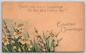 Cartolina Auguri di Pasqua Poesia Fiori Bianchi Gibson Art Company Cincinnati - Foto 1 di 2