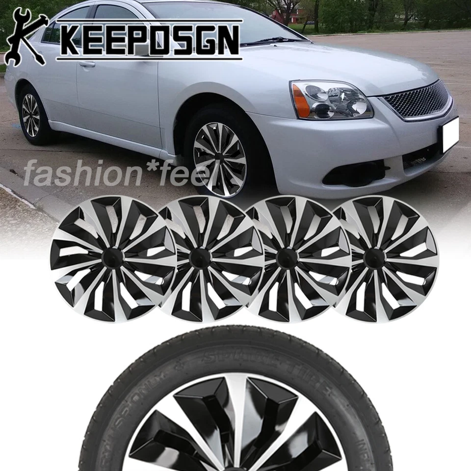 Juego de 4 tapacubos de llantas de 16"" plateadas negras para Mitsubishi Galant Foto 1 de 4