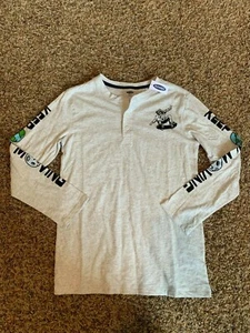 New Old Navy Boys Size XXL 18 Gray long sleeve Henley shirt Keep on moving - Picture 1 of 7