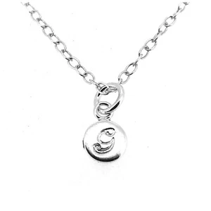 Letter G Initial Necklace Tiny 6mm Personalised Disc Pendant Sterling Silver - Picture 1 of 4