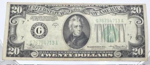 1934A $ 20 (Twenty Dollars)  Green Seal FEDERAL RESERVE NOTE Serial G 76794713 A - Picture 1 of 2
