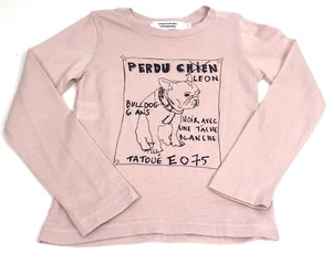 Comptoir Des Cotonniers Girls Size S Pink French Bulldog Paris Shirt Perdu Chien - Picture 1 of 6