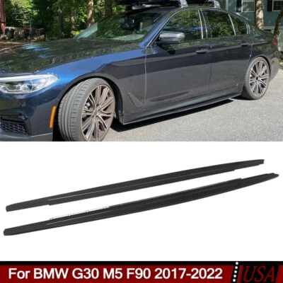 Ajuste para BMW G30 M550i F90 M5 2017-22 aparência de fibra de carbono saia lateral extensão lábio - Imagem 1 de 4