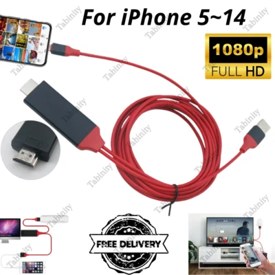1080P HDMI Adapter Cable Phone to AV TV Cord Digital Converter For iPhone iPod - Image 1 of 4