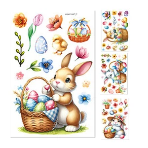 4 Sheets Easter Window Clings Eggs Bunny Sticker PVC Easter Sticker Decorations - Picture 1 of 12