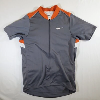 Nike Fit Dry Gray Orange White 104912 - L 3/4 Zip Cycling Jersey Sport Shirt Top - Image 1 of 4