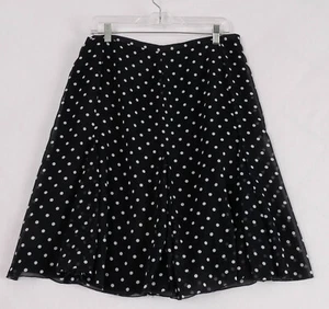 NWT Liz & Co Women’s Skirt Size 12 Black & White Polka Dot A line Ruffle Hem - Picture 1 of 12