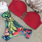 Sexy Women Swimwear Bandage Bikini Push-up Padded Bathing Suit Swimsuit Red S
